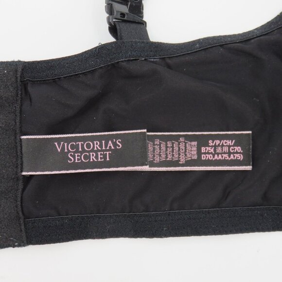 Victorias Secret Small Deep V Black Animal Rhinestone Bralette Bra Underwire - Picture 11 of 15